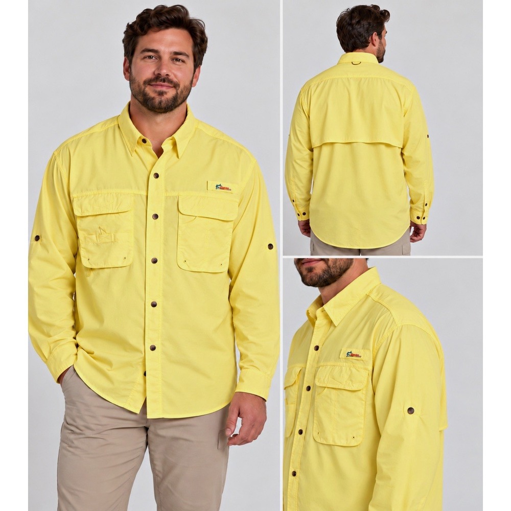 World Wide Sportsman XL Nylon Angler Fishing Shirt UPF 30 Quick Dry Vent Pockets